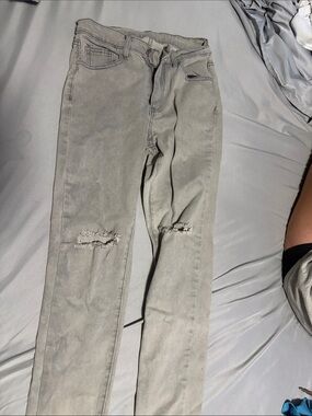 Womens Skinny Distressed Gray Jeans